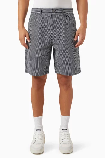 Striped Carpenter Shorts in Cotton-blend