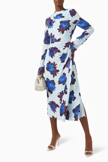 Draped Midi Dress in Viscose-crepe