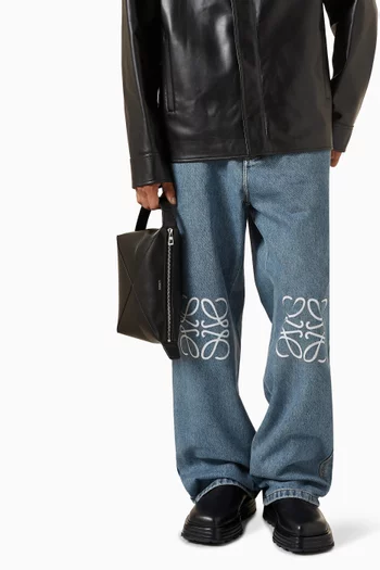 Puzzle Fold Wash Bag in Shiny Calf Leather