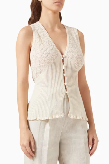 Ambrosia Pointelle Sweater Top in TENCEL™ Blend