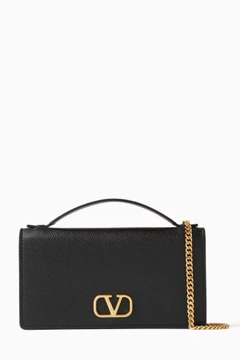 Valentino Garavani VLOGO Signature Flap-over Wallet in Grained Leather