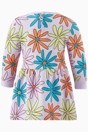 Floral-print Sweatshirt Dress in Organic Cotton-jersey
