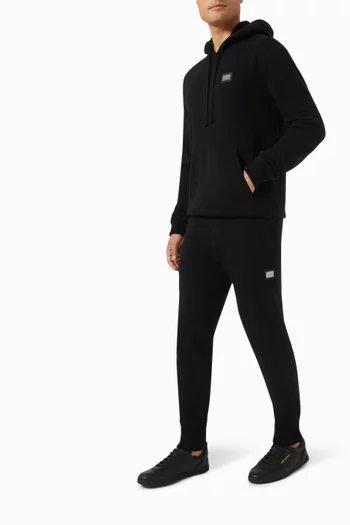 Logo Plaque Hoodie in Wool-knit