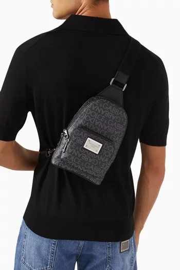 Logo Crossbody Bag in Coated Jacquard