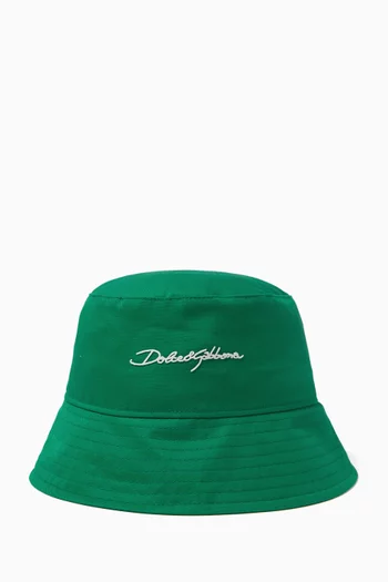 Logo-embroidered Bucket Hat in Cotton Drill