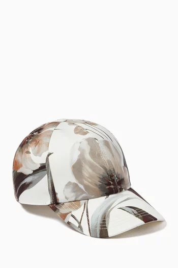 Printed Baseball Cap in Cotton Gabardine