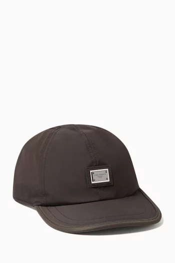 Logo Plaque Baseball Cap in Nylon