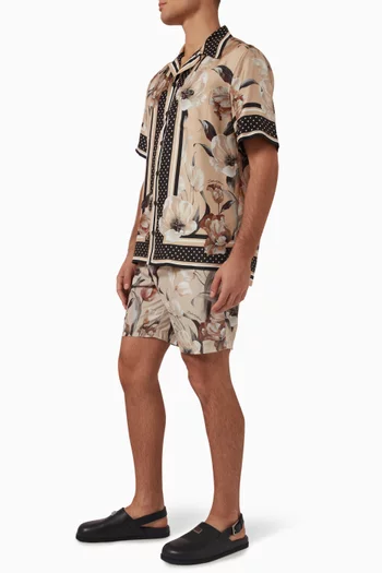 Floral Print Swim Shorts in Nylon