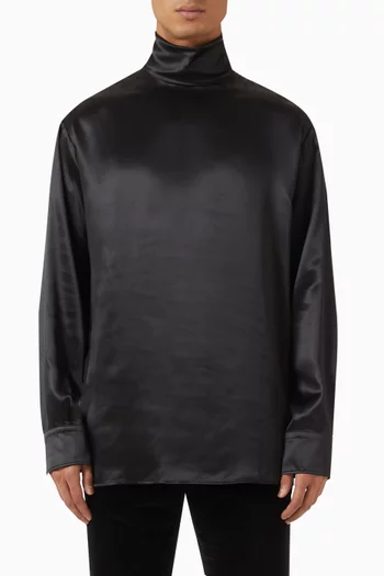 Turtleneck Shirt in Silk Satin