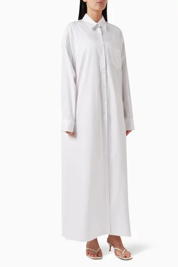 فستان أفري بنمط قميص من مزيج قطن انسيابي