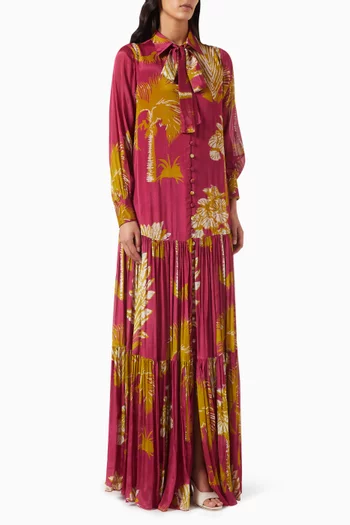 Floral-print Tiered Maxi Dress in Chiffon