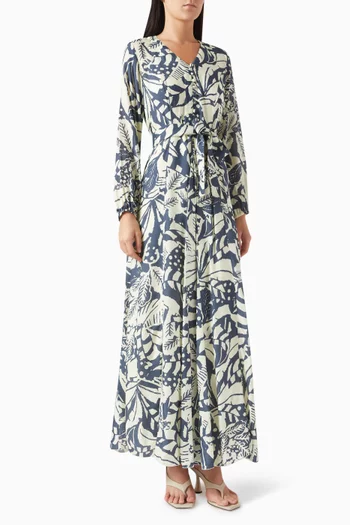 Floral-print Dress in Cotton-silk Muslin