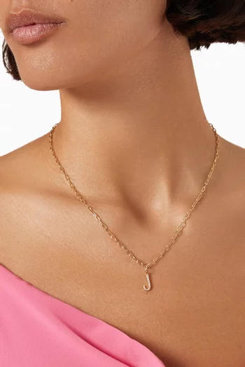Arabic Single Initial Charm 'L' in Diamonds and 18kt Gold