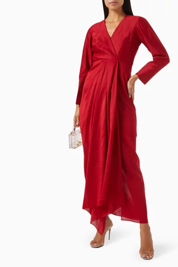Dorian Overlap Drape Dress in Chanderi