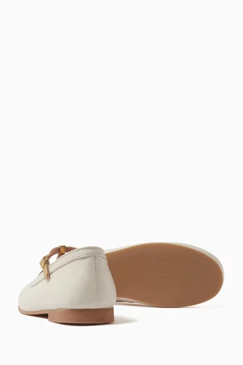 Olivia Double Strap Ballerinas in Leather