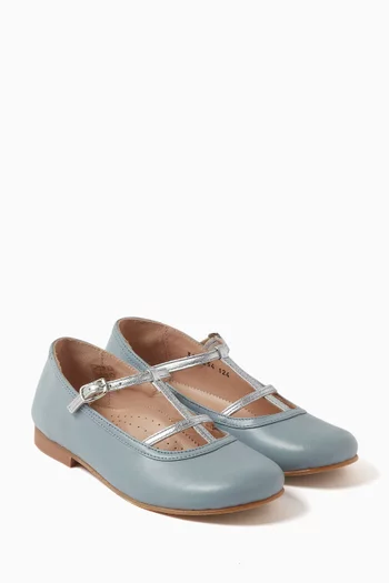 Olivia Double Strap Ballerinas in Leather