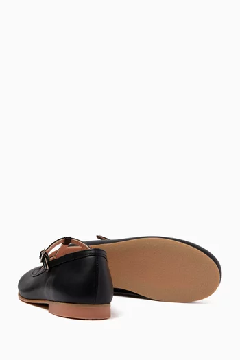 Olivia Double Strap Ballerinas in Leather