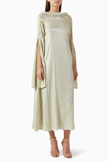 Crystal-embellished Midi Dress in Satin