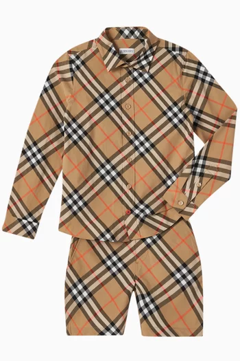 Oscar Check-print Shorts in Cotton Poplin