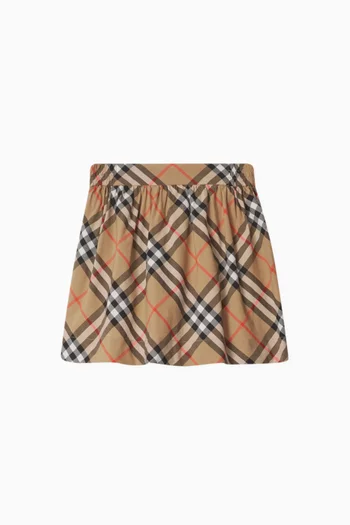 Check Skirt in Cotton Poplin