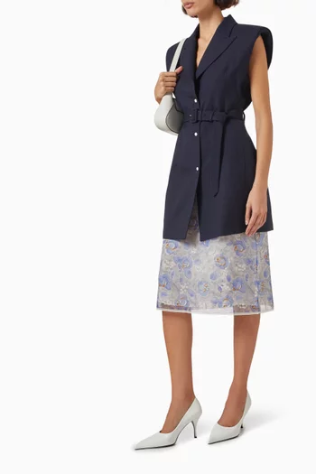 Floral-print Midi Skirt in Nylonette