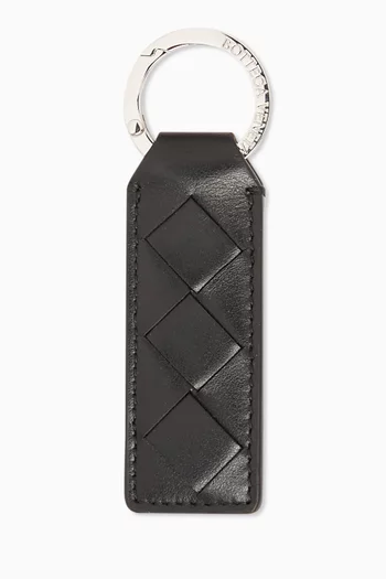 Tab Key Ring in Intrecciato Leather