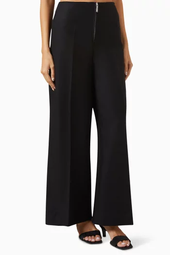 Zip-front Wide-leg Pants in Organic Cotton