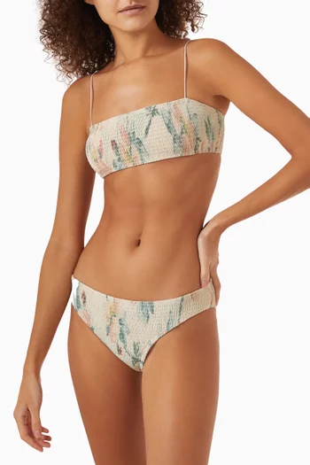 Mid-rise Bikini Briefs in Smocked Jersey