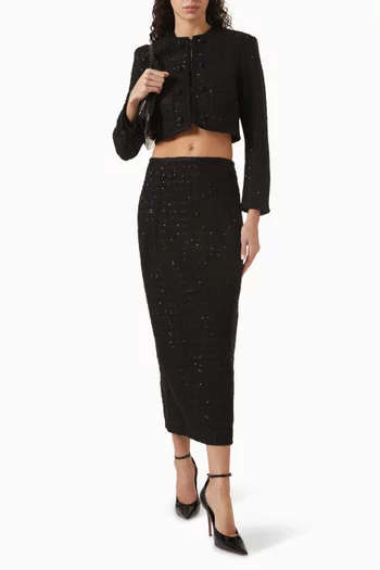 Sequin-embellished Crop Jacket in Bouclé
