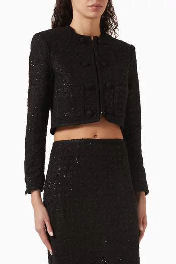 Sequin-embellished Crop Jacket in Bouclé