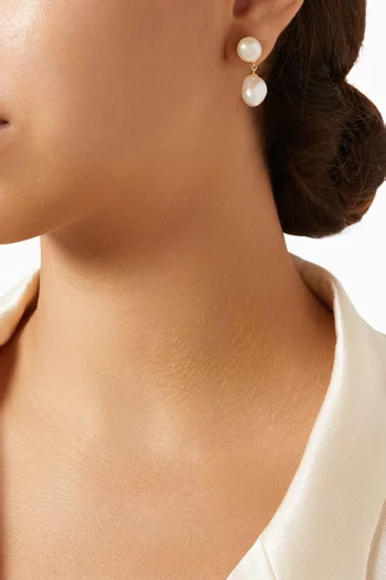 Pearl Drop Earrings in 14kt Vermeil Sterling-silver