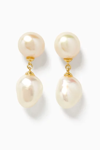 Pearl Drop Earrings in 14kt Vermeil Sterling-silver