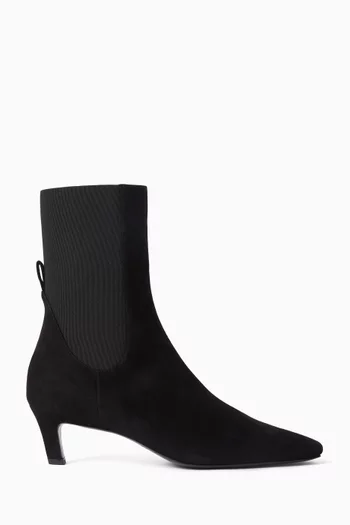 حذاء بوت بكعب متوسط الارتفاع شمواه