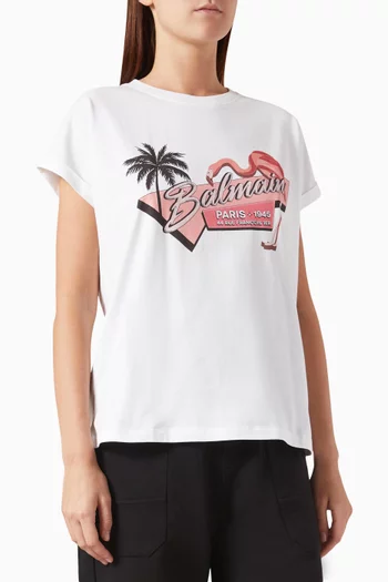 Logo Flamingo-print T-shirt in Cotton