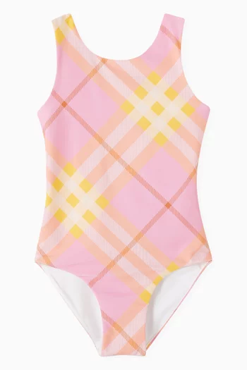 Check Print One-piece Swimsuit