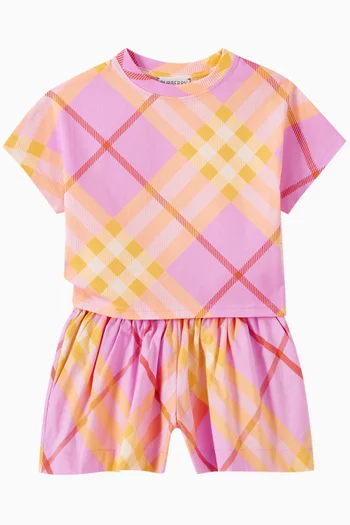 شورت مارسي بنقشة مربعات مزيج قطن