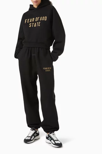 Logo Cropped Hoodie in Cotton-fleece