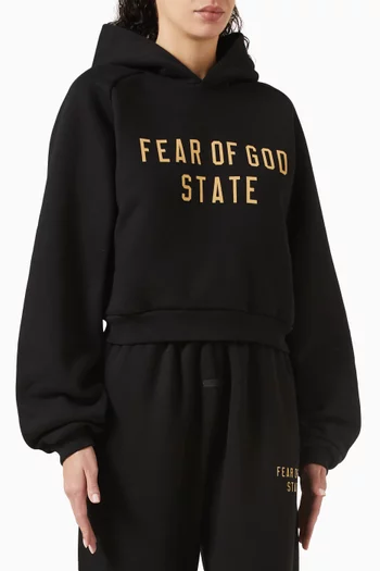 Logo Cropped Hoodie in Cotton-fleece