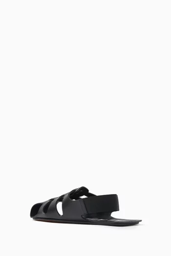 Folded Flat Sandals in Leather
