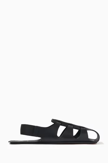 Folded Flat Sandals in Leather