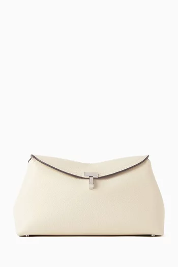 T-lock Clutch in Grained Leather