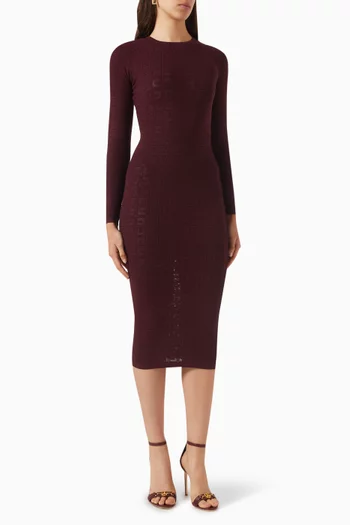 Logo Knit Midi Dress in Viscose Blend