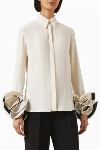 Ruffled-sleeve Top in Georgette