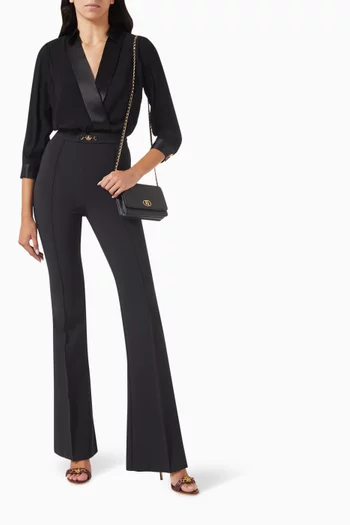 Crossover Blouse Jumpsuit in Satin & Georgette