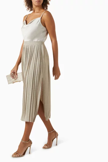 Pleated Midi Skirt in Viscose-knit