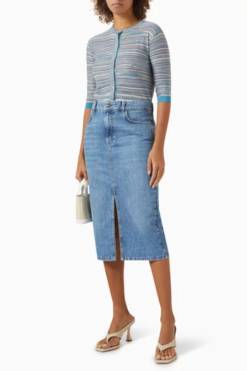 Slit Midi Skirt in Denim