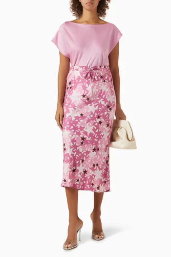 Printed Midi Skirt in Viscose