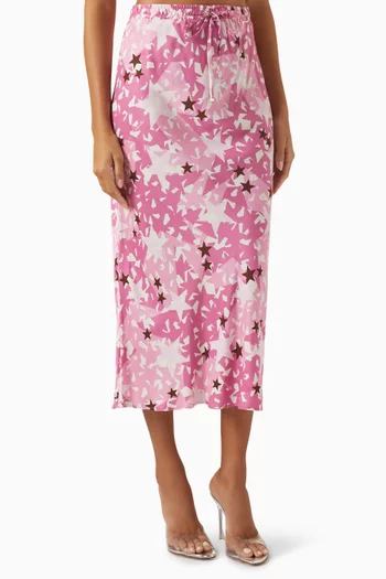 Printed Midi Skirt in Viscose