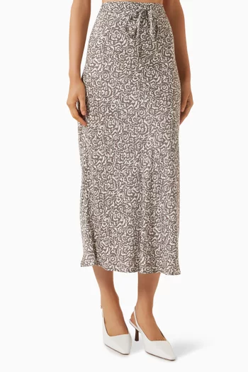 Printed Midi Skirt in Viscose