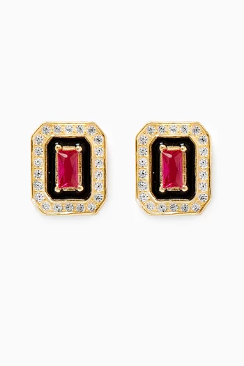 Mini Ruby Earrings in Gold-plated Sterling Silver